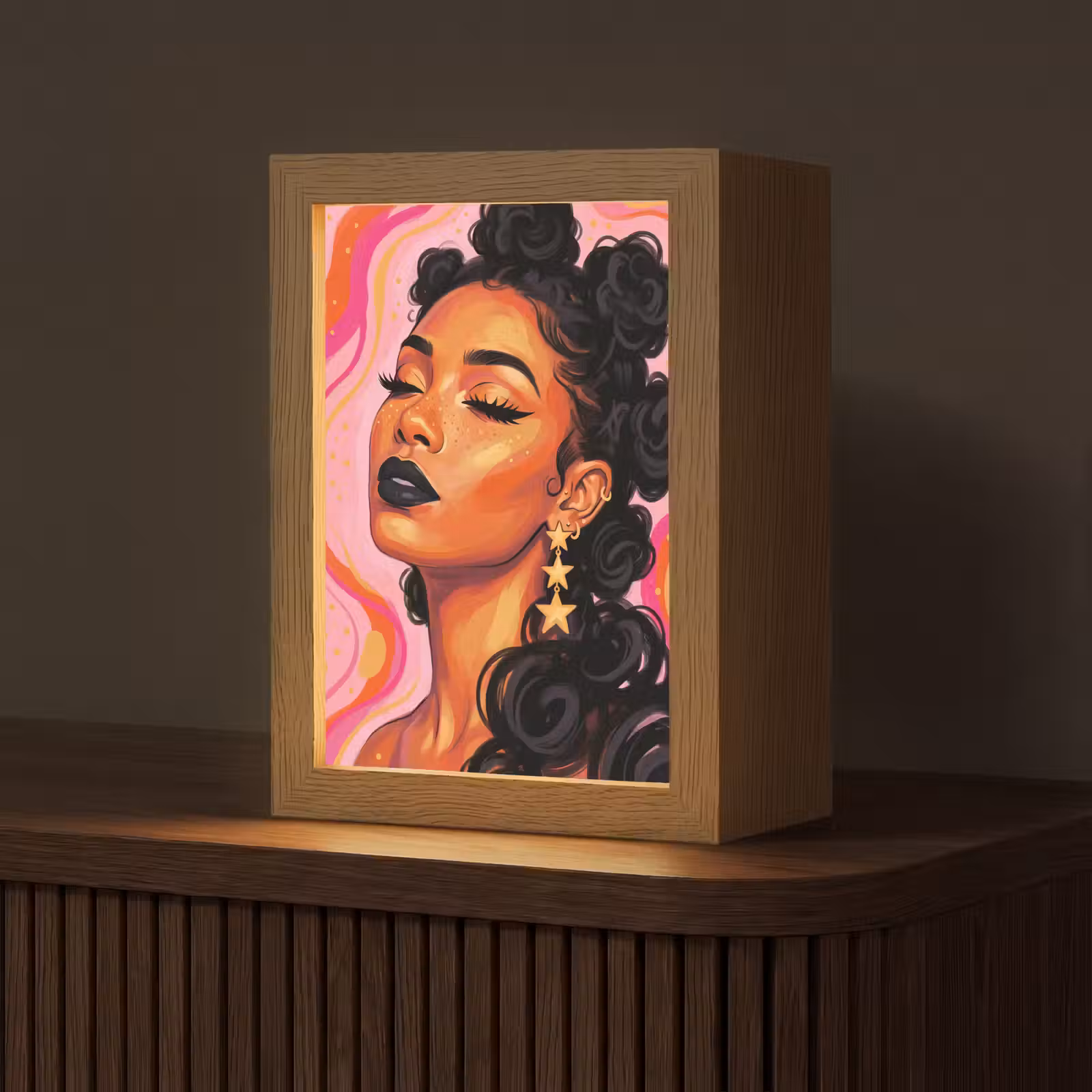 Gepersonaliseerde Lightbox - Vrouw - Portret - Abstract - Kleurrijk - Roze — 1