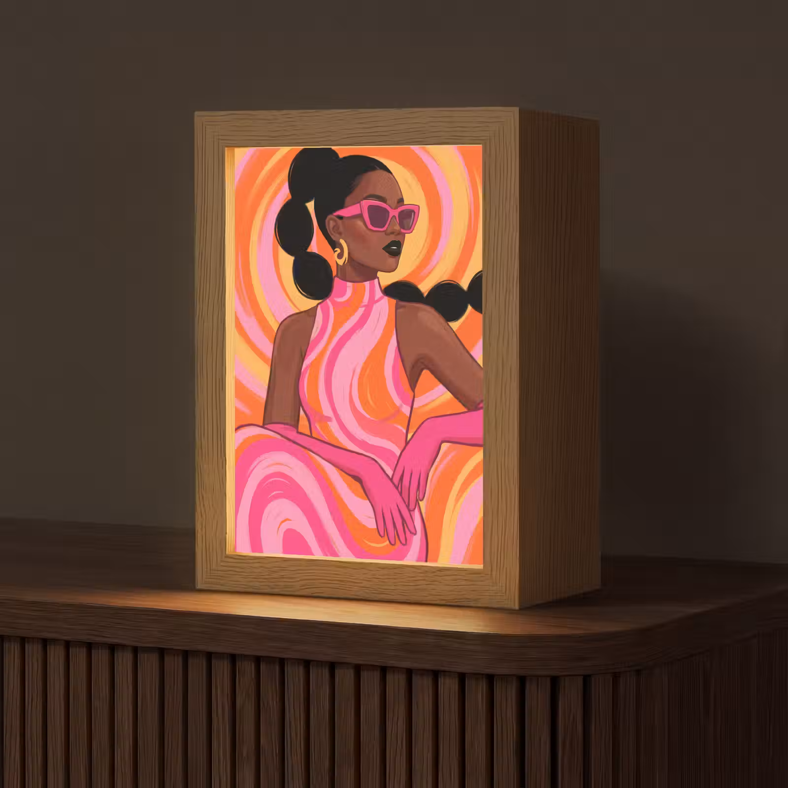 Gepersonaliseerde Lightbox - Vrouw - Portret - Kunst - Abstract - Roze — 1