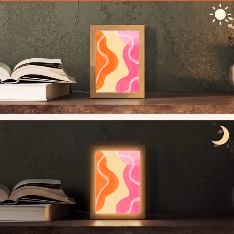 Gepersonaliseerde Lightbox - Abstract - Aquarel - Organisch - Oranje - Roze — 5
