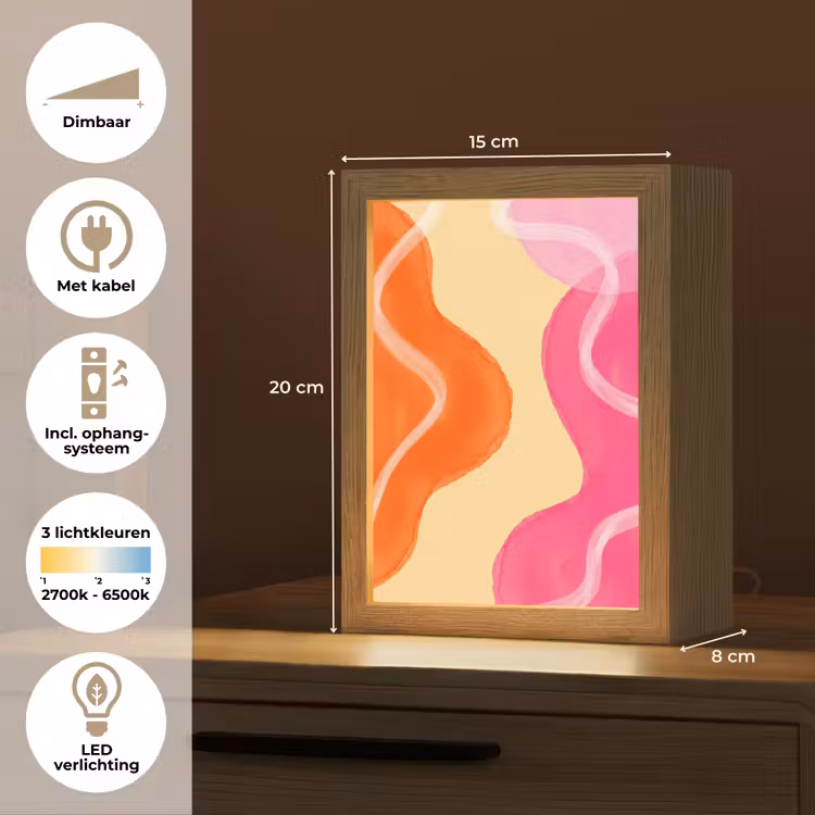 Gepersonaliseerde Lightbox - Abstract - Aquarel - Organisch - Oranje - Roze — 7