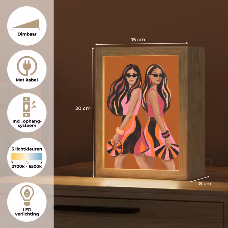 Gepersonaliseerde Lightbox - Mensen - Duo - Mode - Illustratie - Kleurrijk — 7