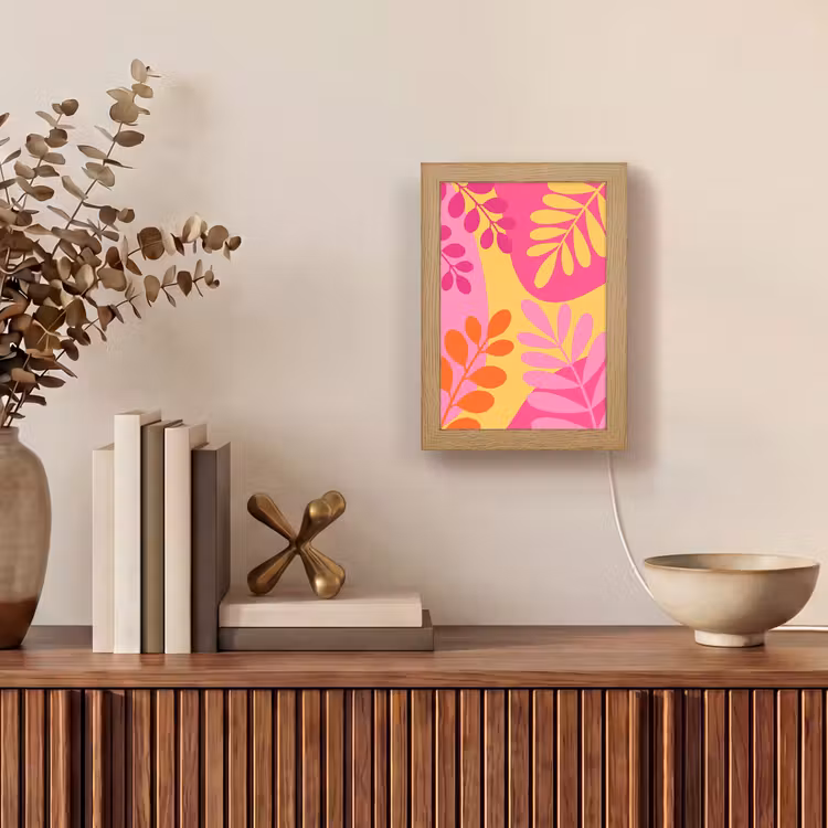 Gepersonaliseerde Lightbox - Natuur - Bladeren - Abstract - Roze - Geel — 4