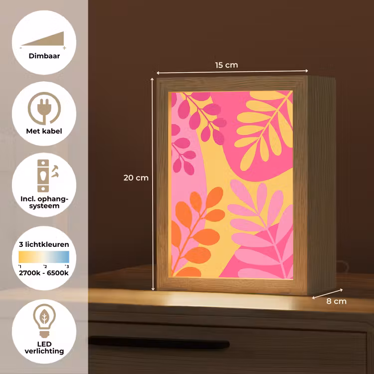 Gepersonaliseerde Lightbox - Natuur - Bladeren - Abstract - Roze - Geel — 7
