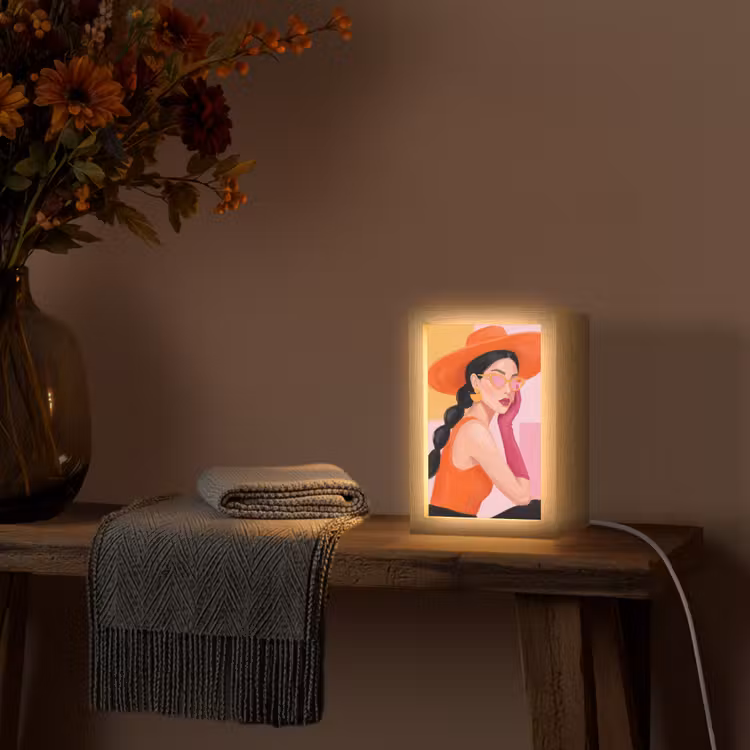 Gepersonaliseerde Lightbox - Vrouw - Hoed - Mode - Modern - Oranje — 3