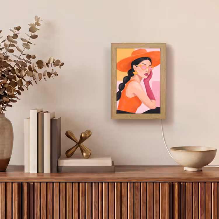 Gepersonaliseerde Lightbox - Vrouw - Hoed - Mode - Modern - Oranje — 4