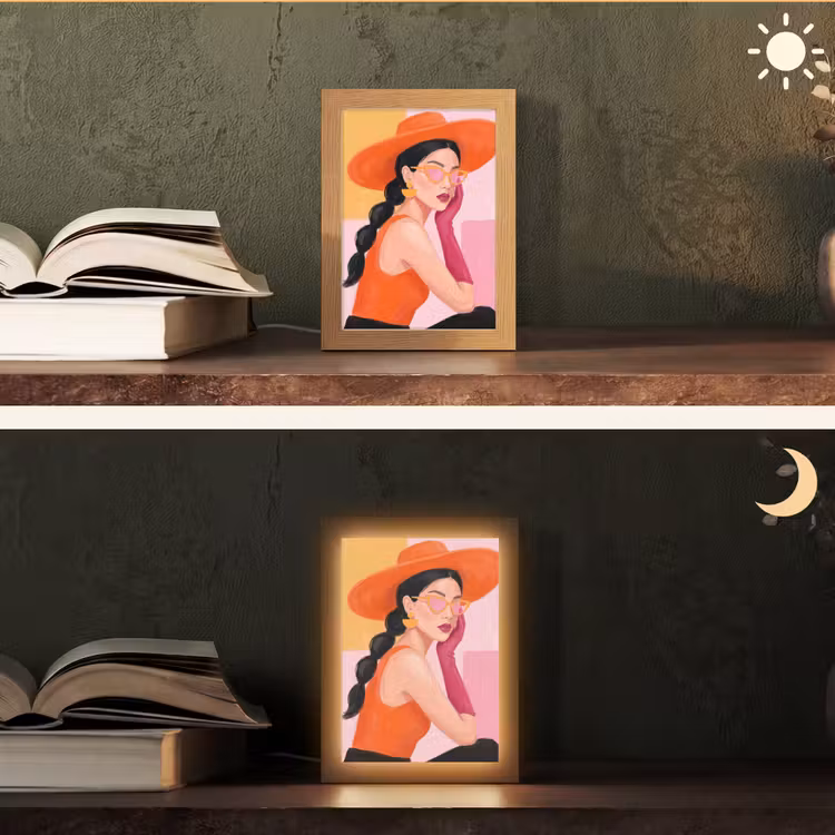 Gepersonaliseerde Lightbox - Vrouw - Hoed - Mode - Modern - Oranje — 5