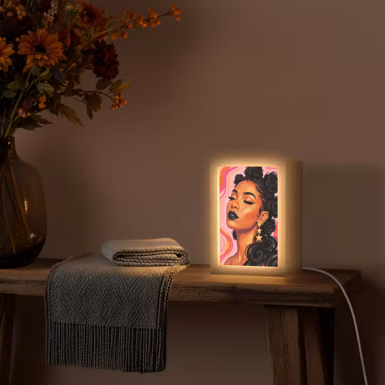 Gepersonaliseerde Lightbox - Vrouw - Portret - Abstract - Kleurrijk - Roze — 3