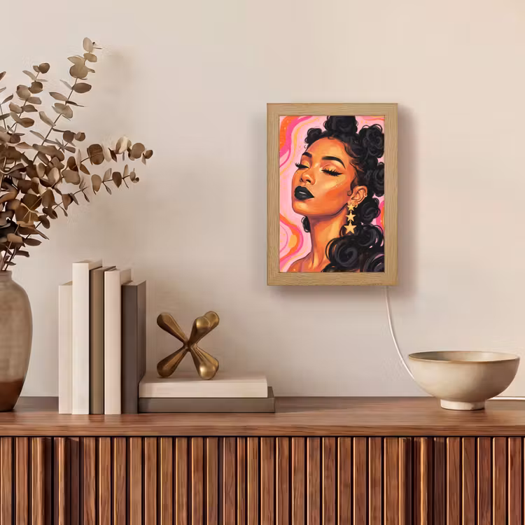 Gepersonaliseerde Lightbox - Vrouw - Portret - Abstract - Kleurrijk - Roze — 4