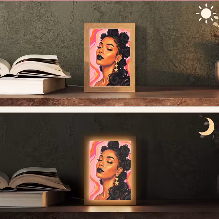 Gepersonaliseerde Lightbox - Vrouw - Portret - Abstract - Kleurrijk - Roze — 5