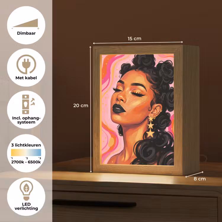 Gepersonaliseerde Lightbox - Vrouw - Portret - Abstract - Kleurrijk - Roze — 7