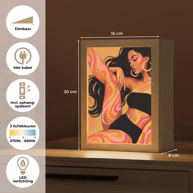 Gepersonaliseerde Lightbox - Vrouw - Portret - Abstract - Modern - Kleurrijk — 7