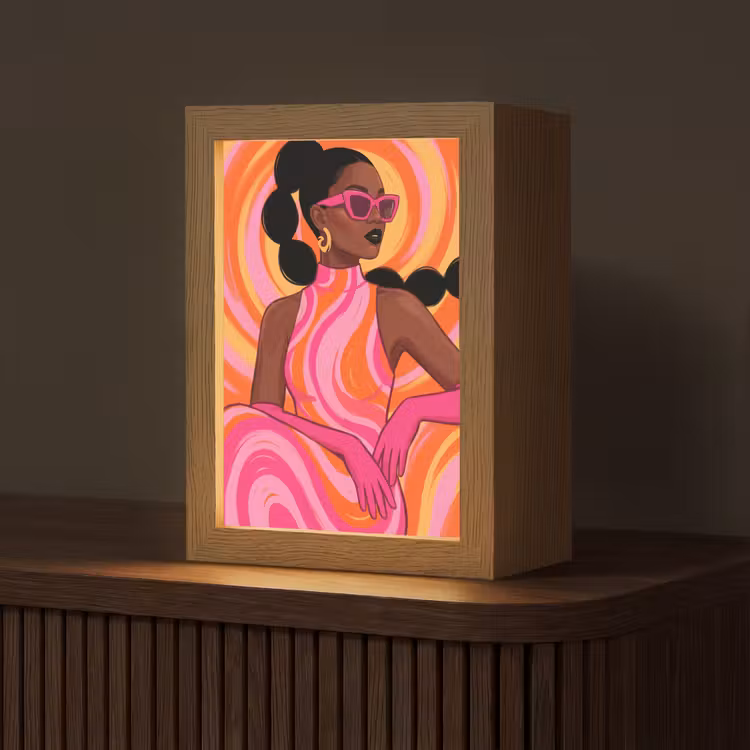 Gepersonaliseerde Lightbox - Vrouw - Portret - Kunst - Abstract - Roze — 1