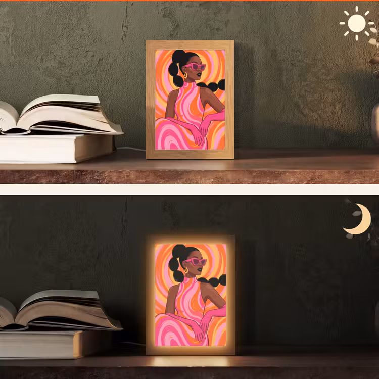 Gepersonaliseerde Lightbox - Vrouw - Portret - Kunst - Abstract - Roze — 5