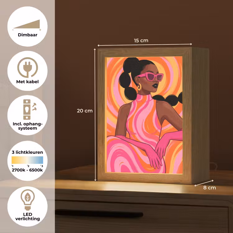 Gepersonaliseerde Lightbox - Vrouw - Portret - Kunst - Abstract - Roze — 7
