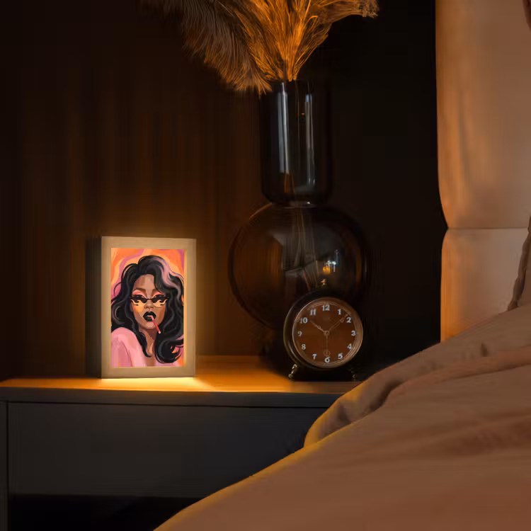 Gepersonaliseerde Lightbox - Vrouw - Zonnebril - Modern - Portret - Oranje — 2