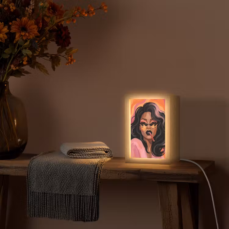 Gepersonaliseerde Lightbox - Vrouw - Zonnebril - Modern - Portret - Oranje — 3