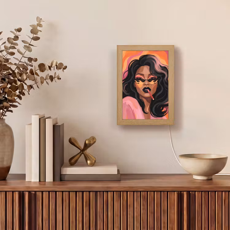 Gepersonaliseerde Lightbox - Vrouw - Zonnebril - Modern - Portret - Oranje — 4