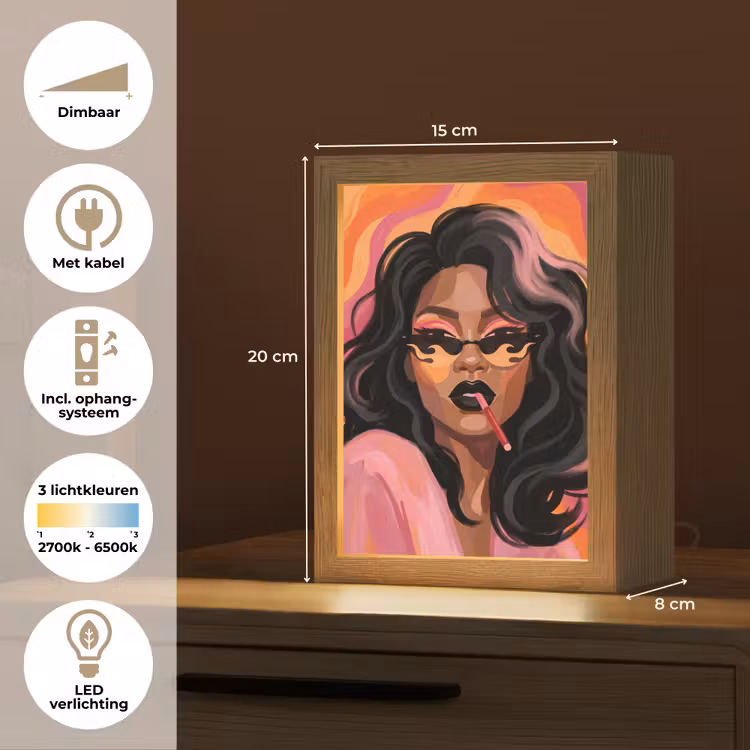 Gepersonaliseerde Lightbox - Vrouw - Zonnebril - Modern - Portret - Oranje — 7