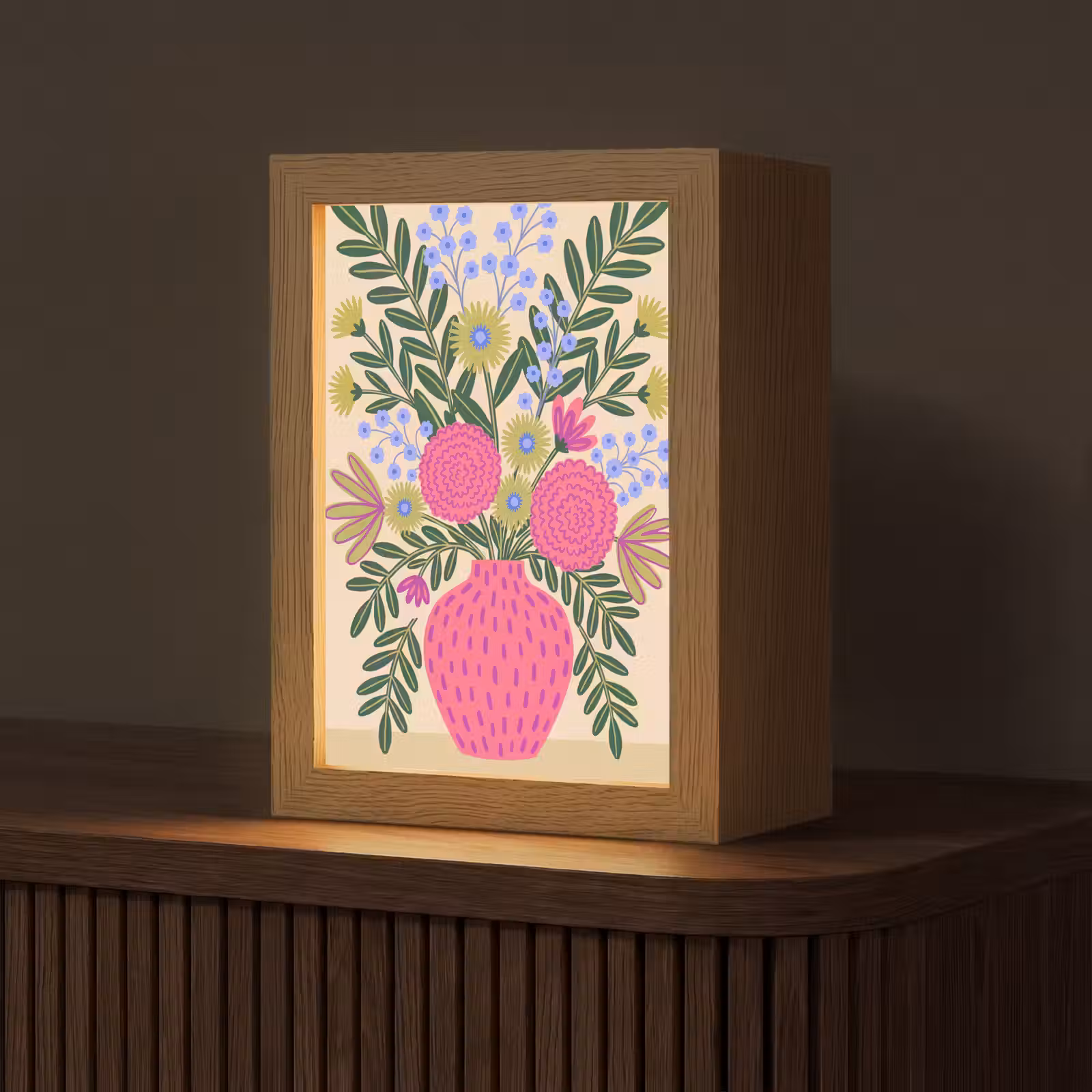 Gepersonaliseerde Lightbox - Bloemen - Boeket - Natuur - Abstract - Roze — 1