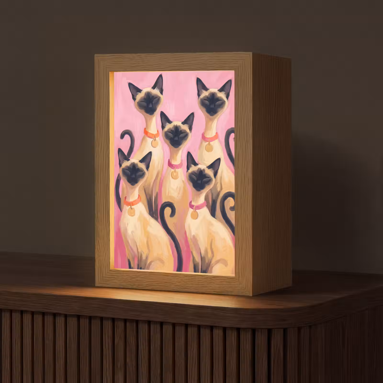 Gepersonaliseerde Lightbox - Kat - Groep - Dieren - Modern - Roze — 1