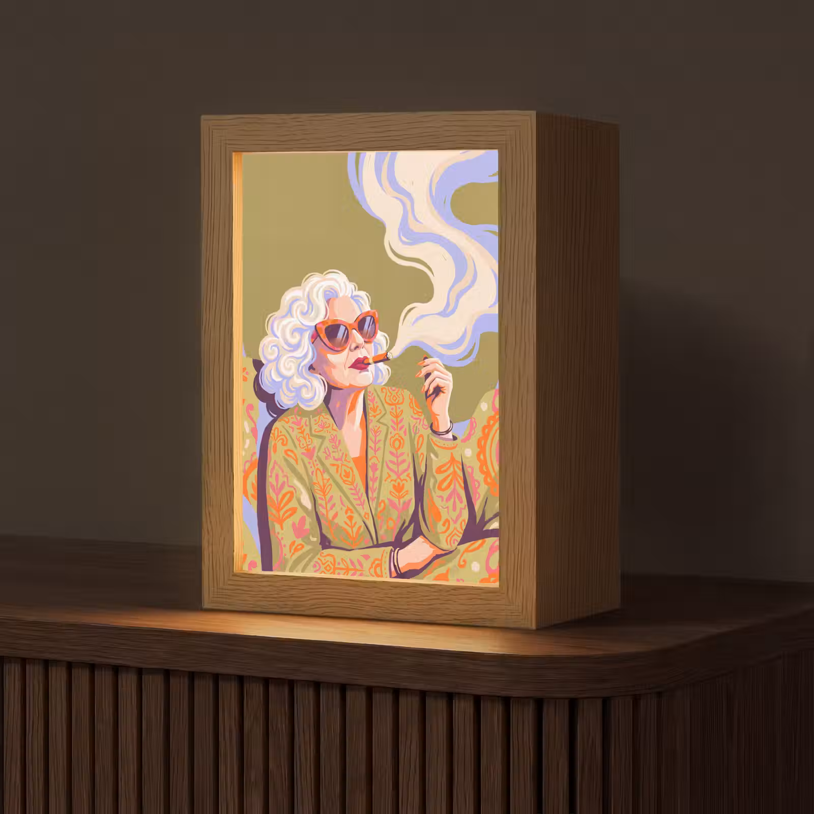 Gepersonaliseerde Lightbox - Vrouw - Zonnebril - Portret - Modern - Kleurrijk — 1