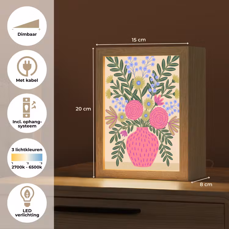 Gepersonaliseerde Lightbox - Bloemen - Boeket - Natuur - Abstract - Roze — 7