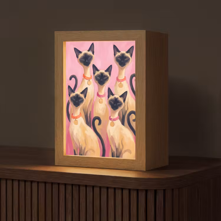 Gepersonaliseerde Lightbox - Kat - Groep - Dieren - Modern - Roze — 1