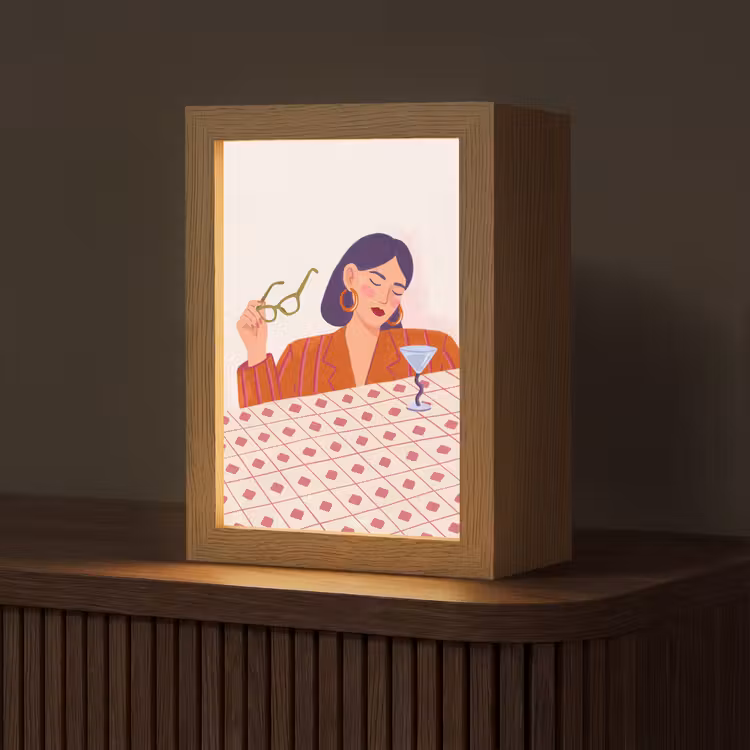 Gepersonaliseerde Lightbox - Vrouw - Bril - Cocktail - Illustratie - Modern — 1
