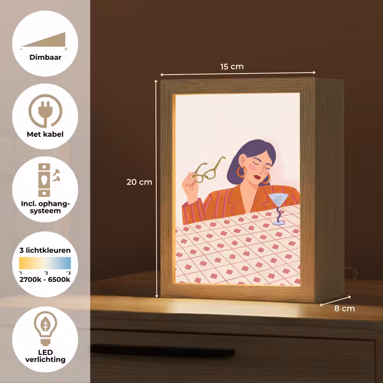 Gepersonaliseerde Lightbox - Vrouw - Bril - Cocktail - Illustratie - Modern — 7