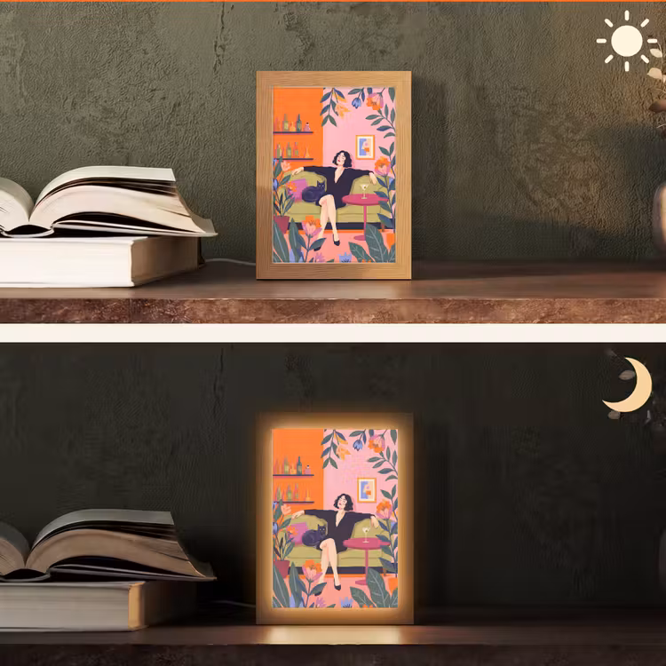 Gepersonaliseerde Lightbox - Vrouw - Kat - Interieur - Modern - Kleurrijk — 5
