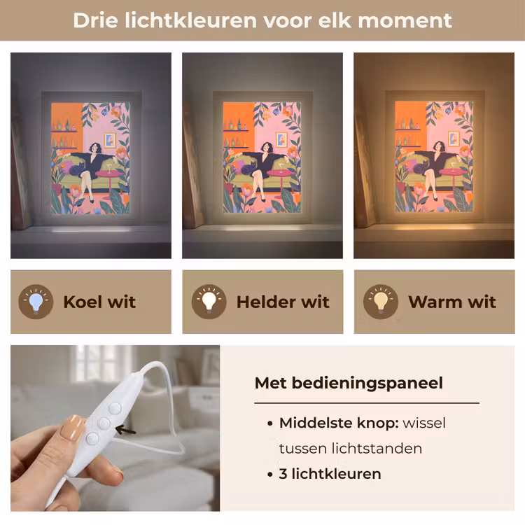 Gepersonaliseerde Lightbox - Vrouw - Kat - Interieur - Modern - Kleurrijk — 6