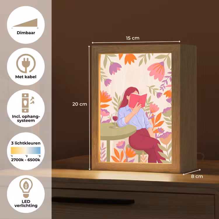 Gepersonaliseerde Lightbox - Vrouw - Lezen - Thuis - Modern - Bloemen — 7