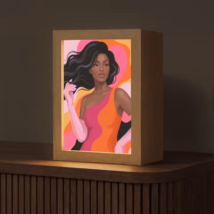 Gepersonaliseerde Lightbox - Vrouw - Portret - Kleurrijk - Modern - Kunst — 1