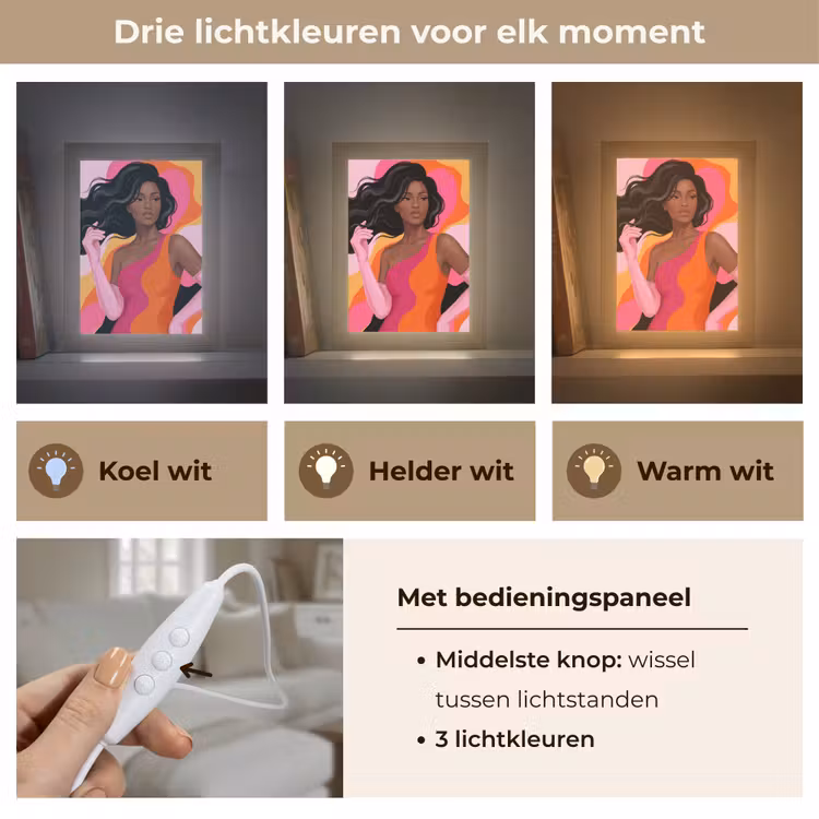 Gepersonaliseerde Lightbox - Vrouw - Portret - Kleurrijk - Modern - Kunst — 6