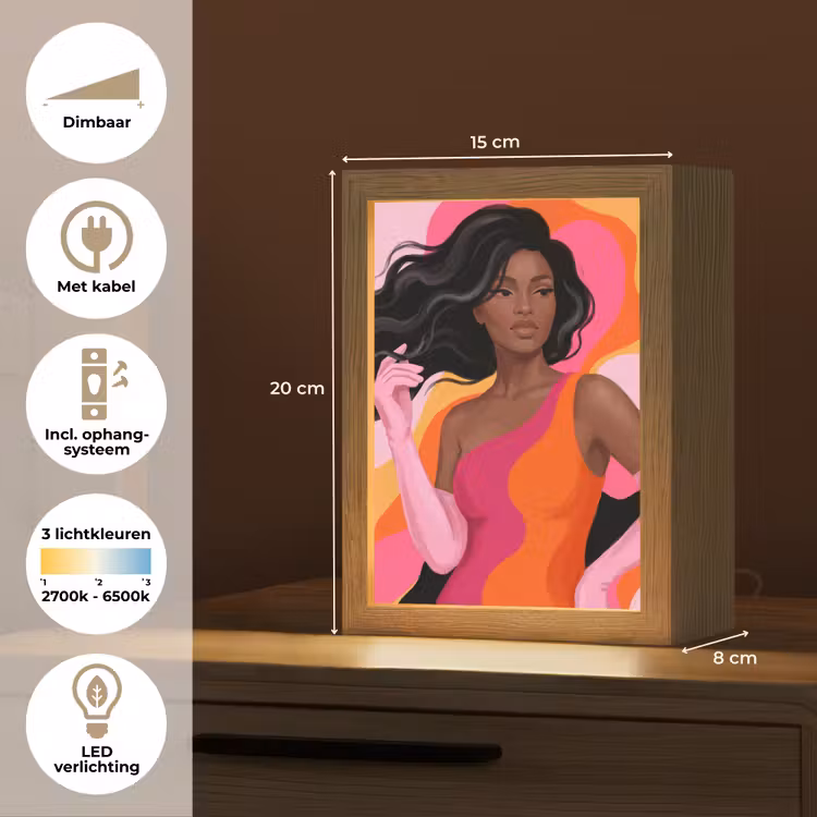 Gepersonaliseerde Lightbox - Vrouw - Portret - Kleurrijk - Modern - Kunst — 7