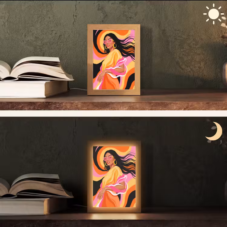 Gepersonaliseerde Lightbox - Vrouw - Zonnebril - Abstract - Kleurrijk — 5