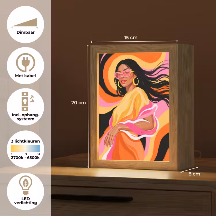 Gepersonaliseerde Lightbox - Vrouw - Zonnebril - Abstract - Kleurrijk — 7