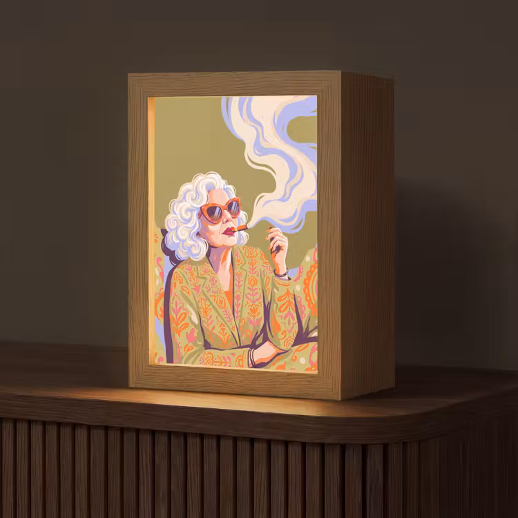 Gepersonaliseerde Lightbox - Vrouw - Zonnebril - Portret - Modern - Kleurrijk — 1
