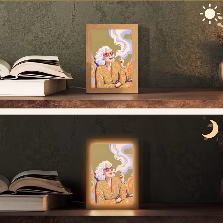 Gepersonaliseerde Lightbox - Vrouw - Zonnebril - Portret - Modern - Kleurrijk — 5
