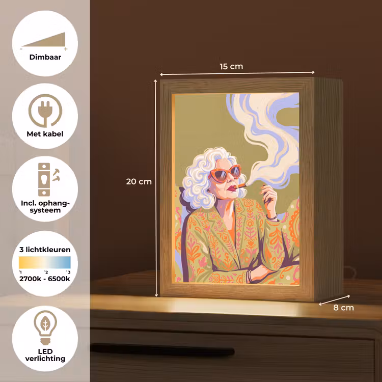 Gepersonaliseerde Lightbox - Vrouw - Zonnebril - Portret - Modern - Kleurrijk — 7
