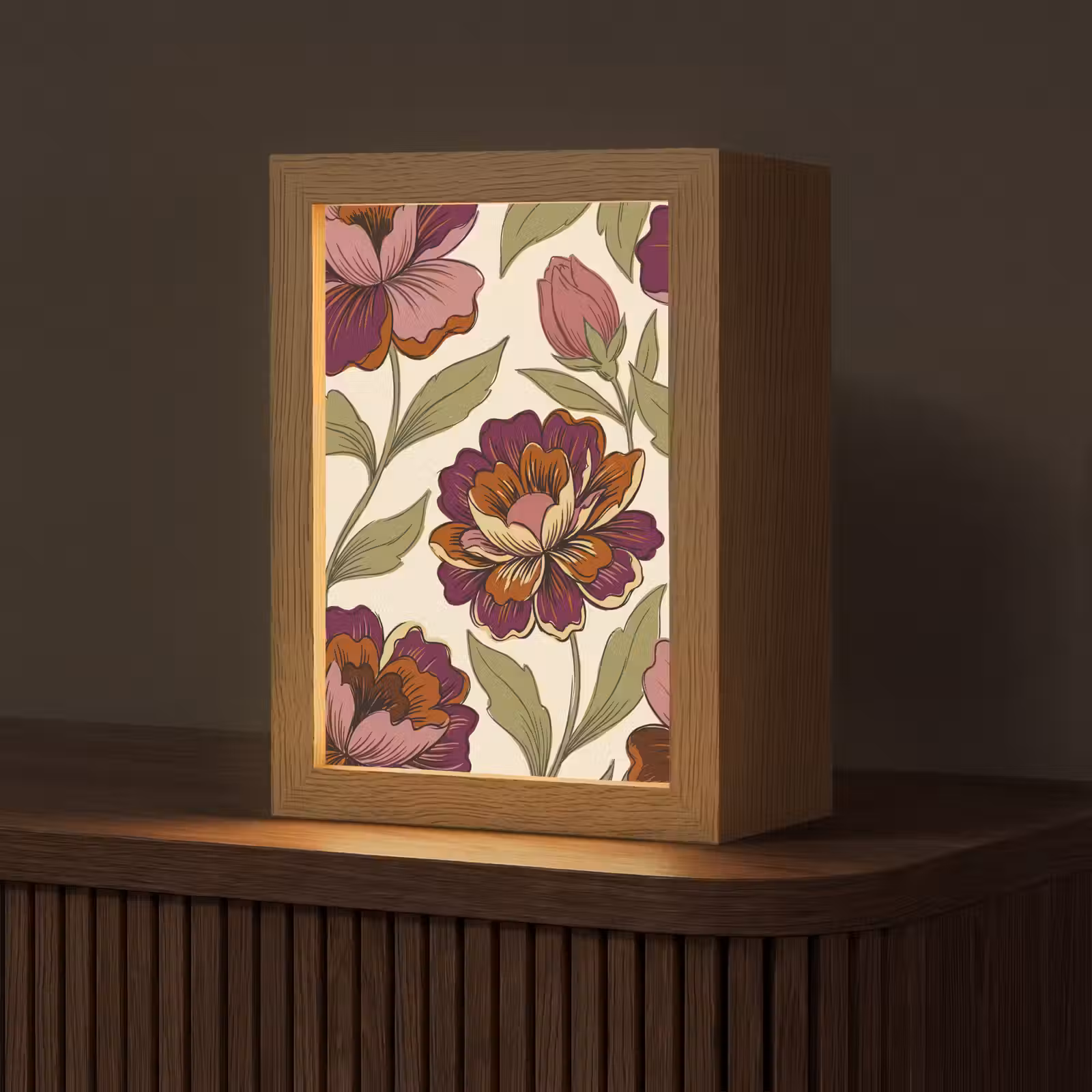 Gepersonaliseerde Lightbox - Bloemen - Patroon - Natuur - Modern - Paars — 1