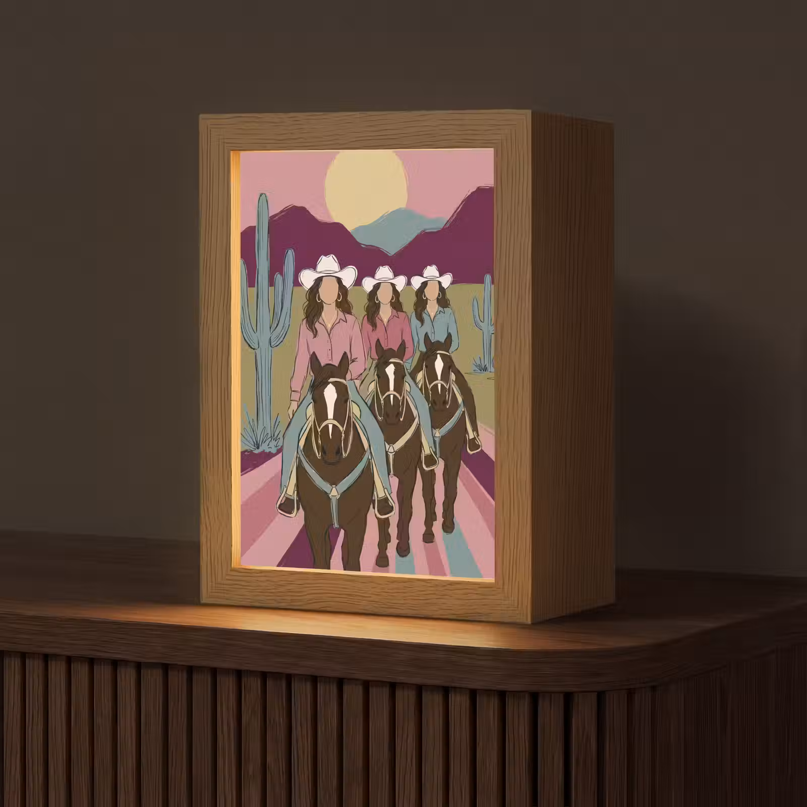 Gepersonaliseerde Lightbox - Mensen - Paard - Woestijn - Abstract - Roze — 1