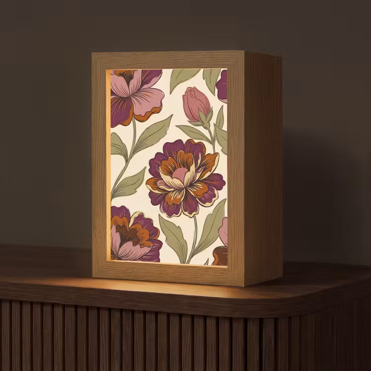 Gepersonaliseerde Lightbox - Bloemen - Patroon - Natuur - Modern - Paars — 1