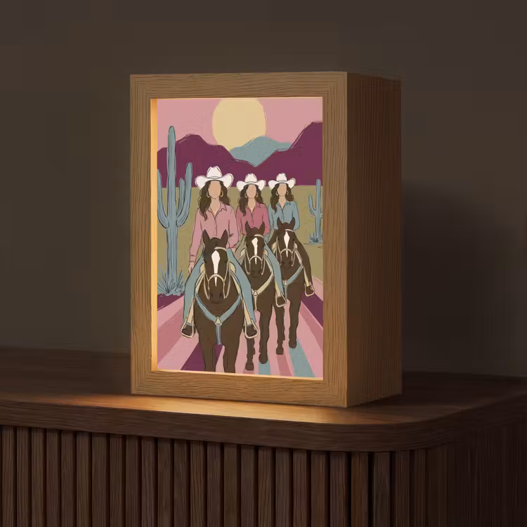 Gepersonaliseerde Lightbox - Mensen - Paard - Woestijn - Abstract - Roze — 1