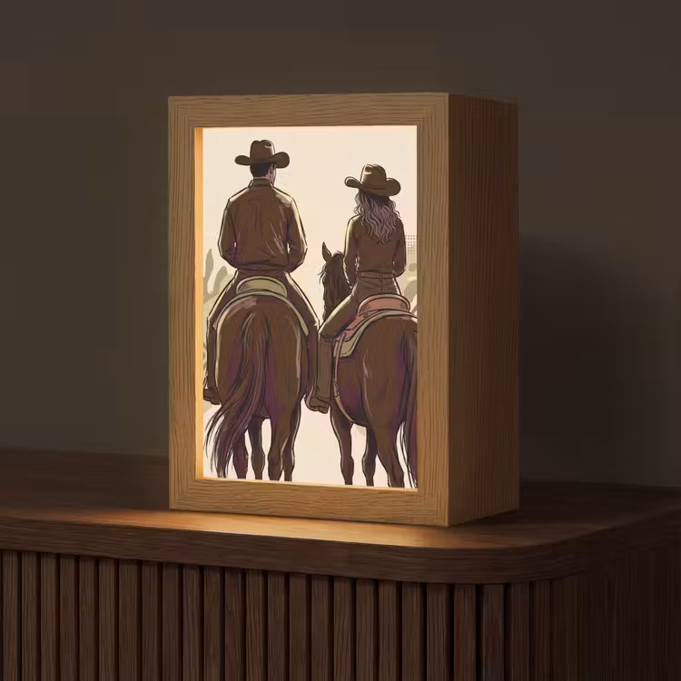 Gepersonaliseerde Lightbox - Mensen - Ruiters - Western - Illustratie - Bruin — 1