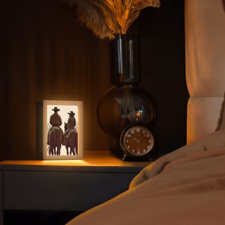 Gepersonaliseerde Lightbox - Mensen - Ruiters - Western - Illustratie - Bruin — 2