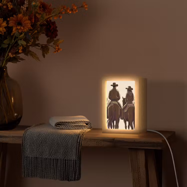 Gepersonaliseerde Lightbox - Mensen - Ruiters - Western - Illustratie - Bruin — 3