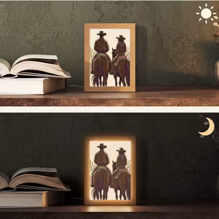 Gepersonaliseerde Lightbox - Mensen - Ruiters - Western - Illustratie - Bruin — 5