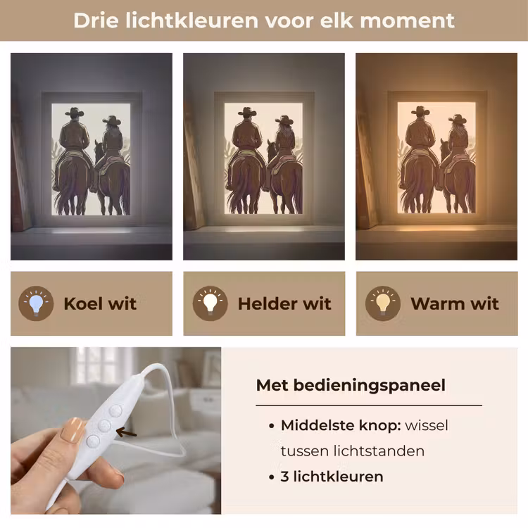 Gepersonaliseerde Lightbox - Mensen - Ruiters - Western - Illustratie - Bruin — 6