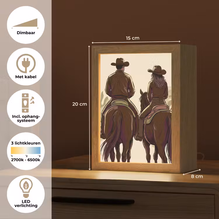Gepersonaliseerde Lightbox - Mensen - Ruiters - Western - Illustratie - Bruin — 7
